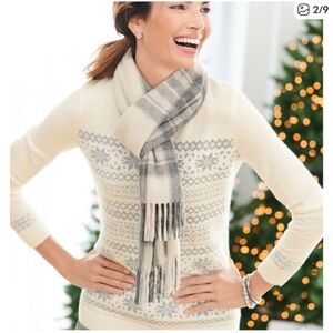 Talbots Ivory and Silver Patterned Sweater